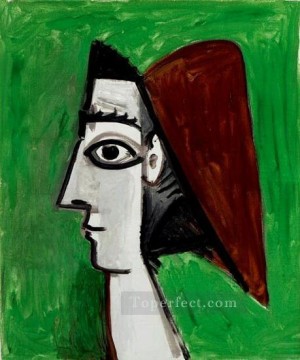  1960 Oil Painting - Visage feminin profil 1960 Cubist